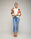 Chaqueta de crochet con flores.