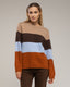 Jersey de cuello redondo con lana y franjas de colores.
