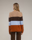 Jersey de cuello redondo con lana y franjas de colores.