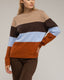 Jersey de cuello redondo con lana y franjas de colores.