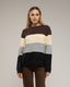 Jersey de cuello redondo con lana y franjas de colores.