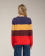 Jersey de cuello redondo con lana y franjas de colores.