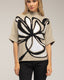 Jersey de punto estampado de flores con lentejuelas y manga francesa.