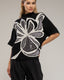 Jersey de punto estampado de flores con lentejuelas y manga francesa.