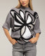 Jersey de punto estampado de flores con lentejuelas y manga francesa.