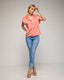 Blusa de manga corta de raso con cuello pico y solapas. - Tantra Spain