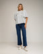 Blusa de rayas con bordado nido de abeja, cuelllo mao y manga corta. - Tantra Spain