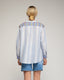 Blusa oversize de rayas con cuello mao, bordados étnicos en los puños y espalda. - Tantra Spain