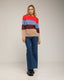 Jersey de cuello redondo con lana y franjas de colores. - Tantra Spain