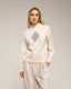 Jersey de punto con rombo y detalles de strass y cuello perkins - Tantra Spain