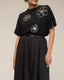 Jersey de punto de manga corta con flores de strass y lentejuelas - Tantra Spain
