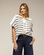 Jersey de punto oversize de rayas de manga corta con con cuello y cierre de tiras - Tantra Spain