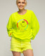 Sudadera fluor con dibujo "smile" y bordados en el frente y puños. - Tantra Spain