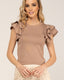 Top de punto ajustado con volantes en las mangas. - Tantra Spain