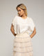 Top de raso oversize con bajo y cuello de punto. - Tantra Spain