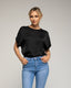 Top de raso oversize con bajo y cuello de punto. - Tantra Spain