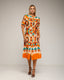 Vestido camisero midi con estampado étnico, cinturón y cuello mao. - Tantra Spain