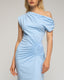 Vestido largo entallado con cuello asimetrico y detalle de flor en la cintura - Tantra Spain