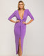 Vestido largo liso drapeado con escote. - Tantra Spain