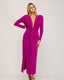 Vestido largo liso drapeado con escote. - Tantra Spain