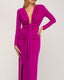 Vestido largo liso drapeado con escote. - Tantra Spain