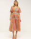Vestido maxi estampado multicolor de cuello pico - Tantra Spain