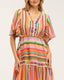 Vestido maxi estampado multicolor de cuello pico - Tantra Spain