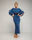 Vestido maxi estampado plisado con volantes en las mangas y cinturón. - Tantra Spain