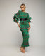Vestido maxi estampado plisado con volantes en las mangas y cinturón. - Tantra Spain