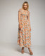Vestido maxi floreado con pecho y mangas fruncidas - Tantra Spain