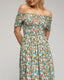 Vestido maxi floreado con pecho y mangas fruncidas - Tantra Spain