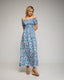 Vestido maxi floreado con pecho y mangas fruncidas - Tantra Spain