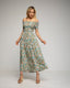 Vestido maxi floreado con pecho y mangas fruncidas - Tantra Spain