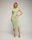 Vestido midi de punto con mangas amplias, elástico en la cintura y apertura lateral. - Tantra Spain