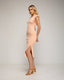 Vestido midi de punto con mangas amplias, elástico en la cintura y apertura lateral. - Tantra Spain