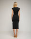 Vestido midi de punto con mangas amplias, elástico en la cintura y apertura lateral. - Tantra Spain