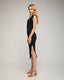 Vestido midi de punto con mangas amplias, elástico en la cintura y apertura lateral. - Tantra Spain