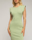 Vestido midi de punto con mangas amplias, elástico en la cintura y apertura lateral. - Tantra Spain
