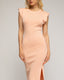Vestido midi de punto con mangas amplias, elástico en la cintura y apertura lateral. - Tantra Spain