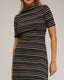 Vestido midi de rayas con manga francesa y cuello barco. - Tantra Spain