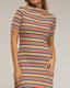 Vestido midi de rayas con manga francesa y cuello barco. - Tantra Spain