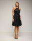 Vestido midi en corte A con encaje y falda de lunares de tul. - Tantra Spain