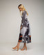 Vestido plisado midi estampado con pinzas en la cintura. - Tantra Spain