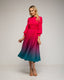 Vestido plisado midi tornasolado con pinzas en la cintura. - Tantra Spain
