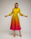Vestido plisado midi tornasolado con pinzas en la cintura. - Tantra Spain