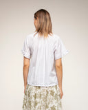 camisa de manga corta cuello fruncido volantes y textura. (WHITE)  - Tantra Spain