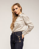 Blusa de raso con bolsillo tipo cargo en la manga izquierda - Tantra Spain