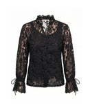 Camisa de encaje con cuelo mao y detalles ajustatables en las mangas - Tantra Spain