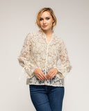 Camisa de encaje con cuelo mao y detalles ajustatables en las mangas - Tantra Spain