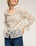 Camisa de encaje con cuelo mao y detalles ajustatables en las mangas - Tantra Spain